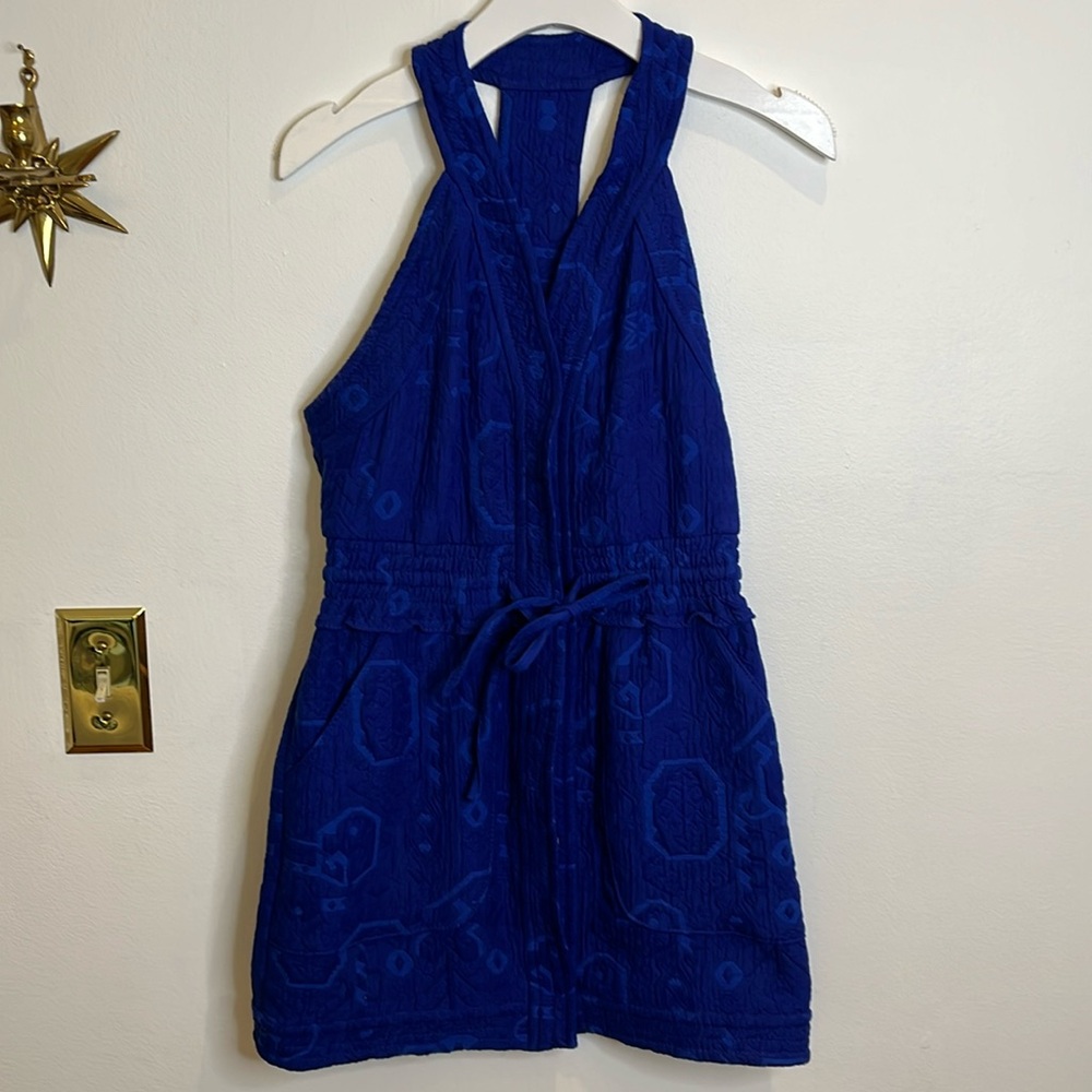 ZARA Cobalt Blue Brocade T-Back Mini Dress Women's Medium